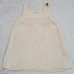 J. Crew Cream Knit Boho Casual Preppy Cottagecore Sleeveless Sweater Tank Top XS